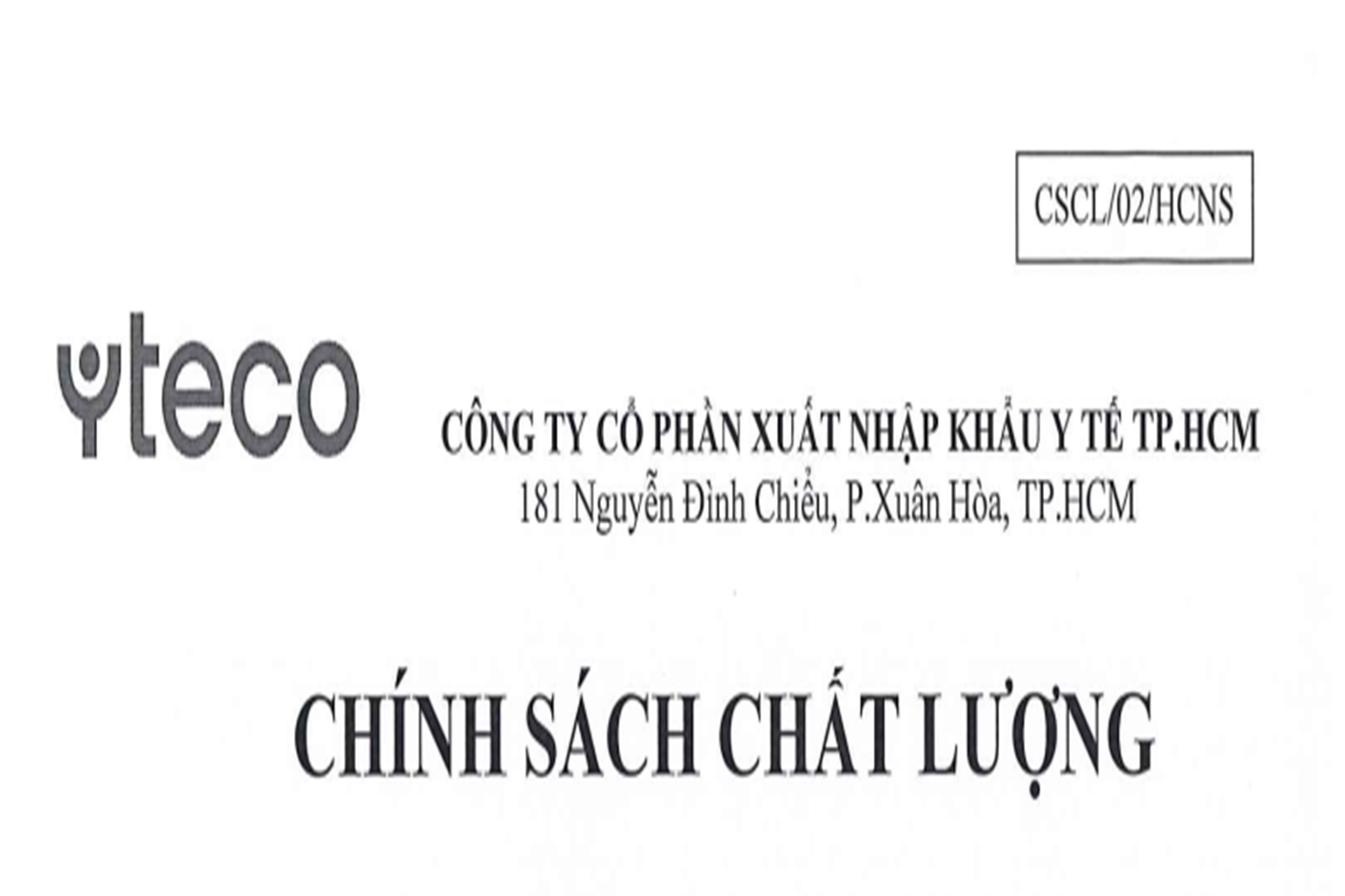 Chính sách chất lượng 2026