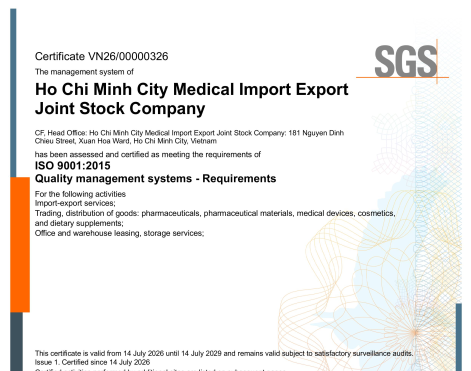 YTECO Đạt Chứng Nhận ISO 9001:2015 Chuẩn Quốc Tế Từ SGS