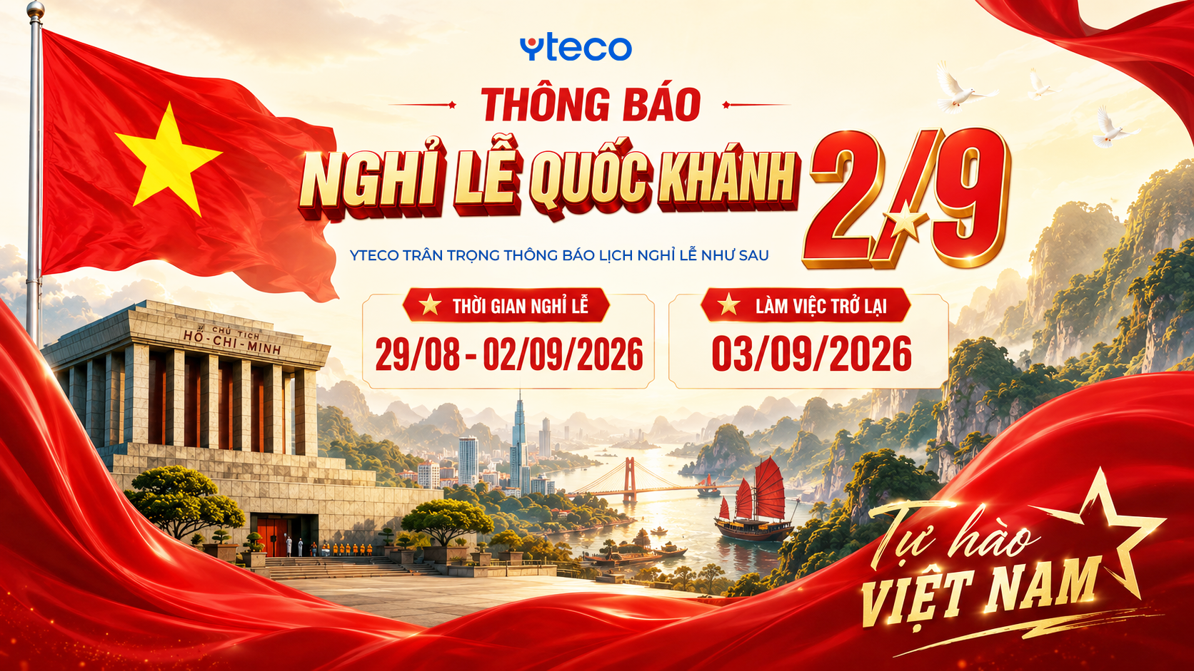 THÔNG BÁO NGHỈ LỄ QUỐC KHÁNH 2/9