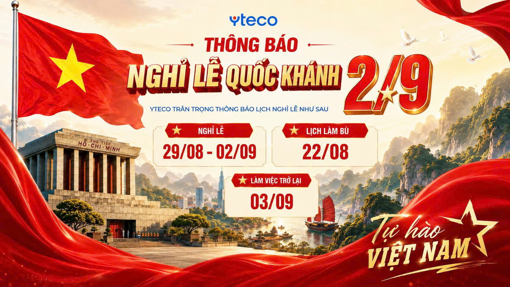 THÔNG BÁO NGHỈ LỄ QUỐC KHÁNH 2/9
